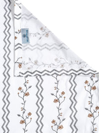 KLOTTHE White Floral Pure Cotton 400 TC Cadar dengan 2 Sarung Bantal