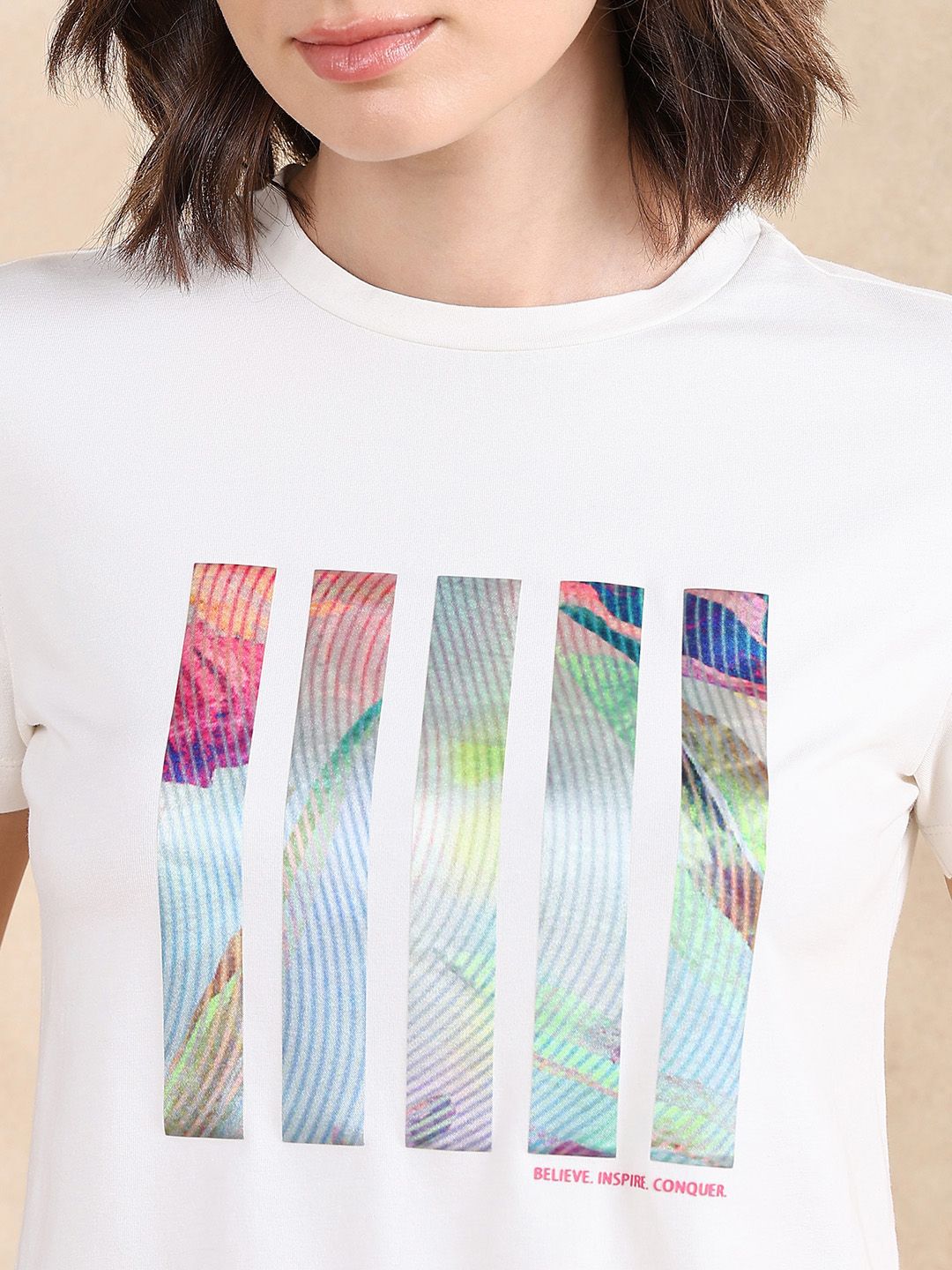 Rareism Wanita Grafik T-Shirt Leher Pusingan Dicetak