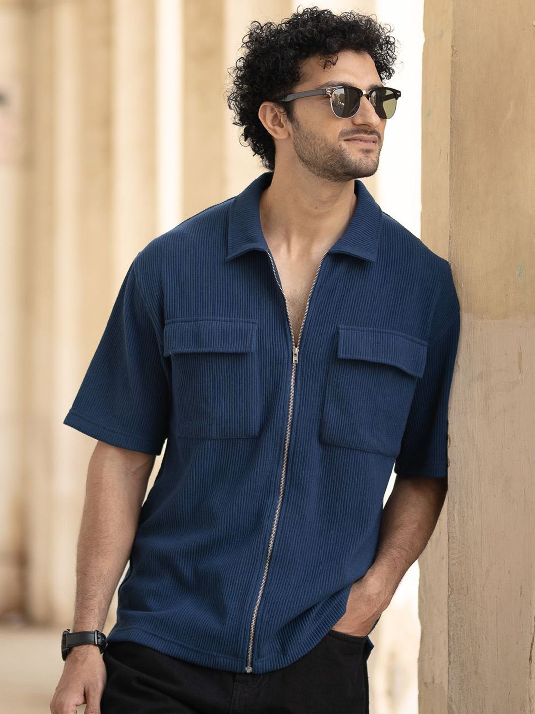 Powerlook Men Oversized Fit Spread Collar Solid Casual Shirt