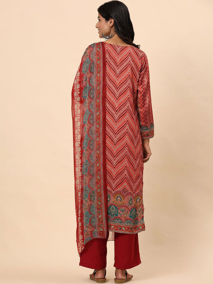 Mamicha Wanita Bercetak Kurta Kapas Tulen Biasa dengan Seluar & Dengan Dupatta