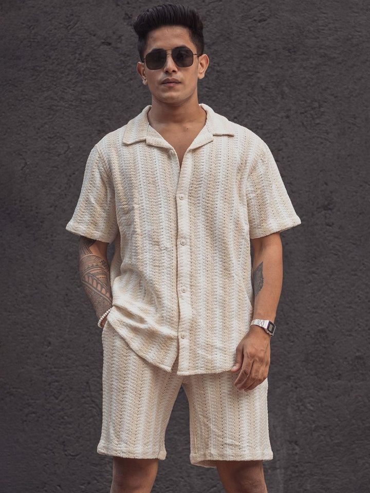 Powerlook Striped Shirt With Shorts