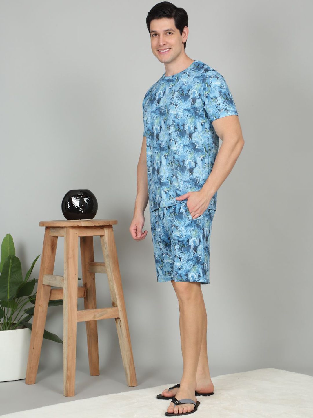 Sweet Dreams Printed Round Neck T-Shirt & Shorts