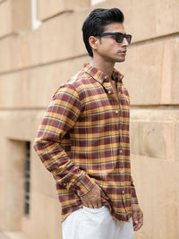Powerlook Tartan Checked Long Sleeves Pure Cotton Shirt