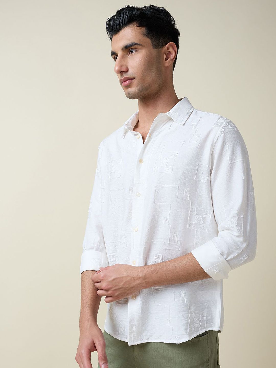 Thomas Scott Men Embroidered Regular Fit Casual Shirt
