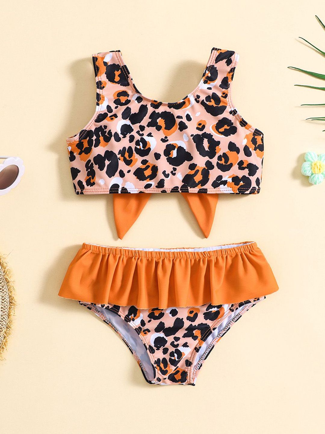 YK Girls Printed Round Neck Swimset