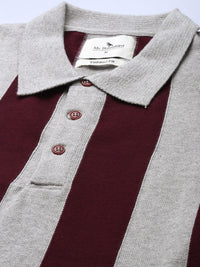 Mr Bowerbird Tailored Fit Striped Polo Collar Pure Cotton T-shirt