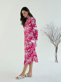 Pink Paprika by SASSAFRAS Women Conversational Printed A-Line Midi Dress