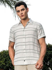 Thomas Scott Men Premium Slim Fit Striped Casual Shirt