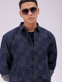 The Indian Garage Co Men Relaxed Fit Dobby Textured Resortwear Shirt