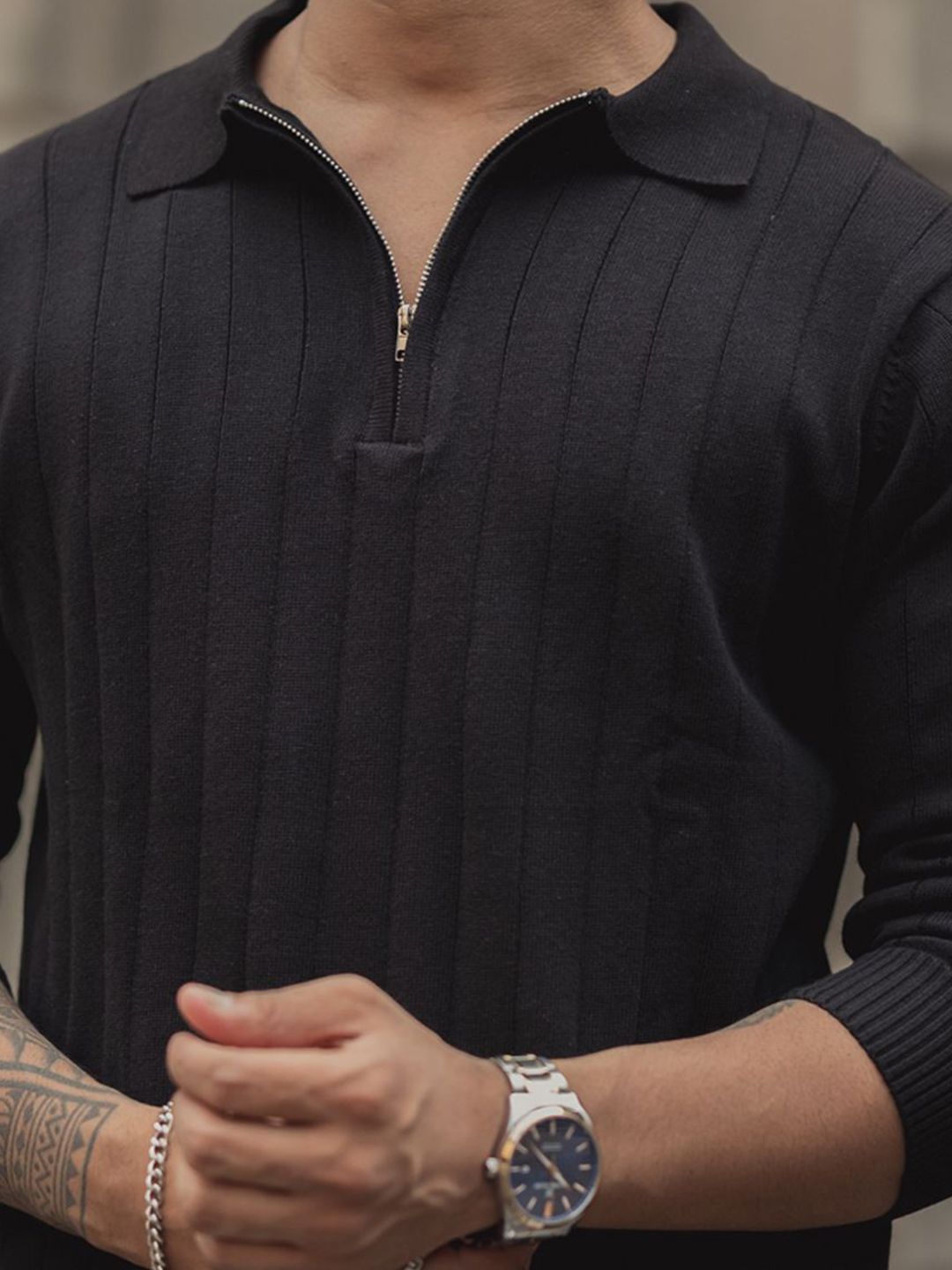 Powerlook Men Self Design Polo Collar Pure Cotton T-shirt
