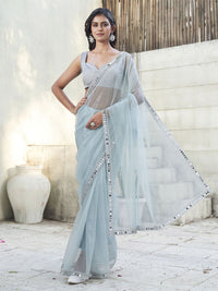 Tikhi Imli Embellished Mirror Work Net Saree