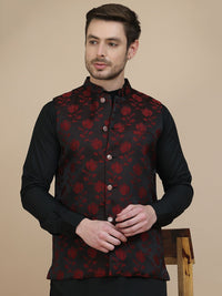 Jompers Embossed Woven Design Nehru Jacket