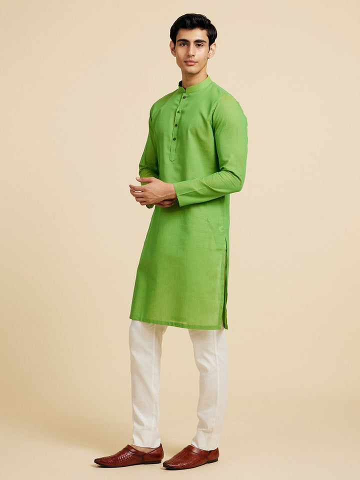 Diwas by Manyavar Chevron Woven Design Mandarin Collar Straight Kurta
