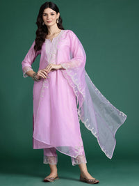 Indo Era Ethnic Motifs Embroidered Thread Work Liva Kurta with Trousers & With Dupatta