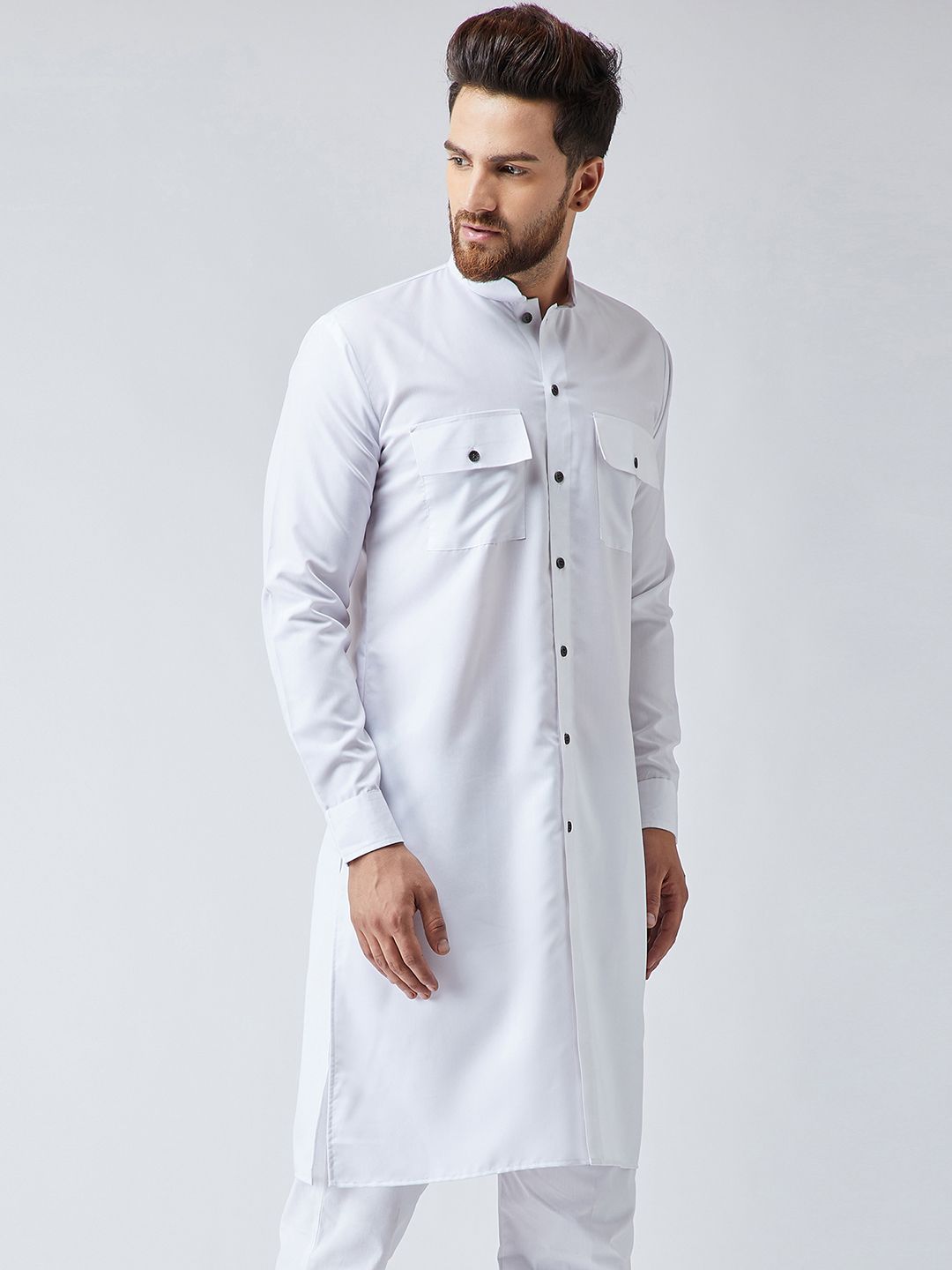 SOJANYA Lelaki Putih Solid Pathani Kurta