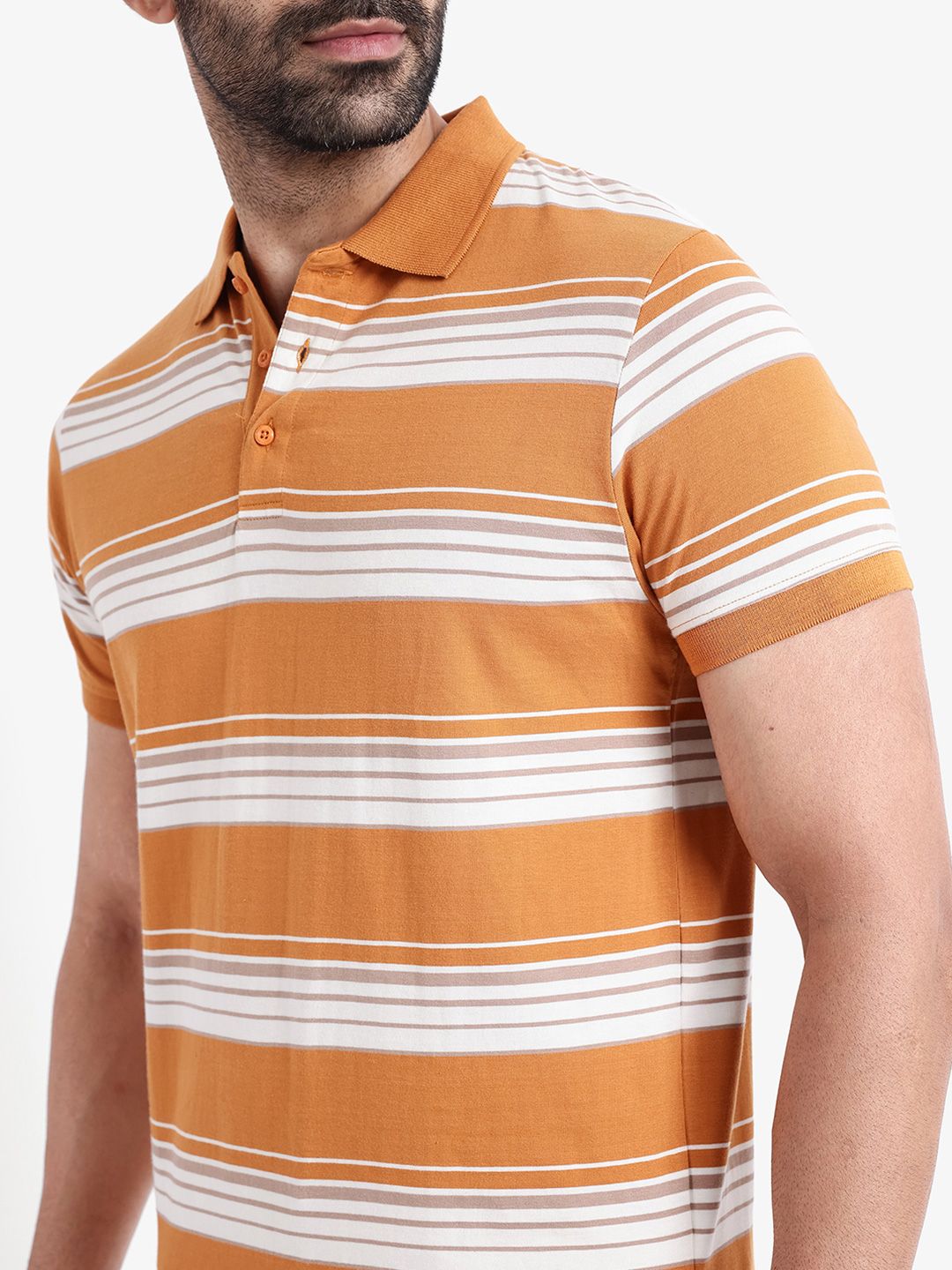 RARE RABBIT Men Rings-4 Slim Fit Solid Polo Collar Pure Cotton T-Shirt