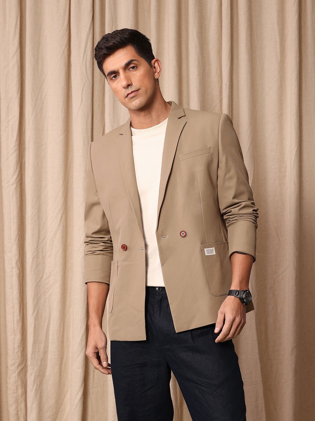 Mr Bowerbird Tailored Fit Double Breasted Casual Blazer