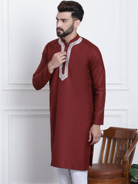 Anug by SOJANYA Men Maroon & White Gotta Patti Kurta