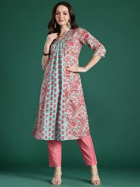 Indo Era Women Floral Printed Pure Cotton Kurta