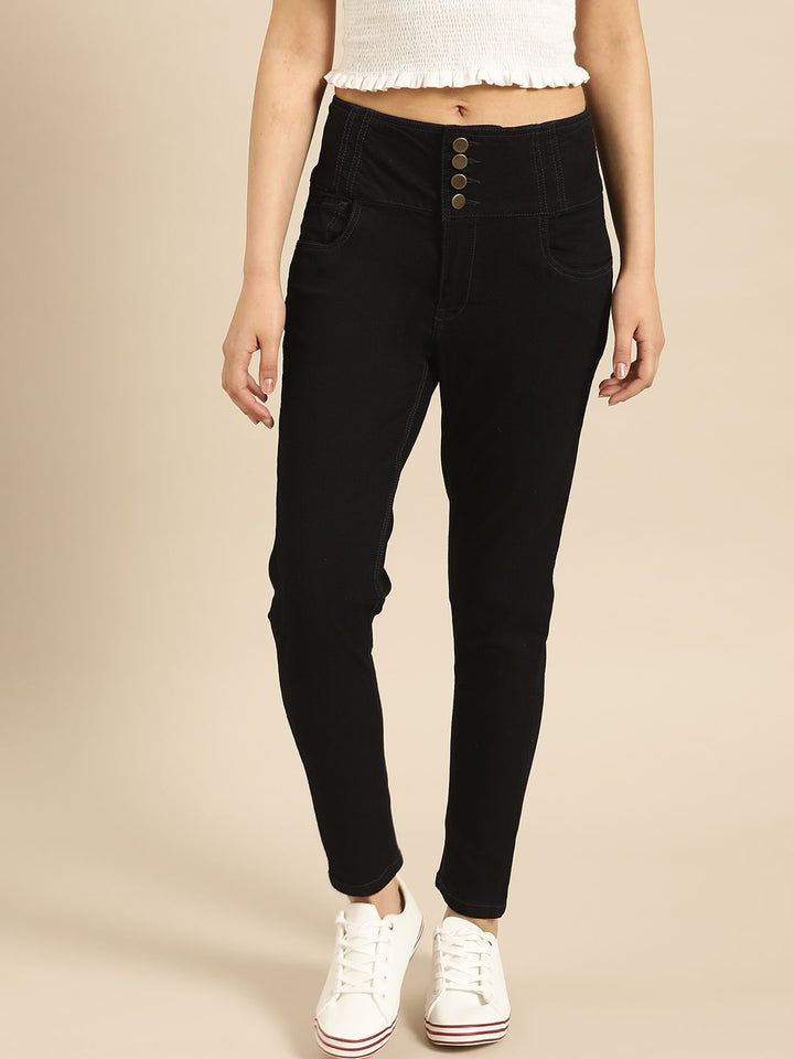 DressBerry Women Black Skinny Fit High-Rise Clean Look Stretchable Ankle Length Jeans