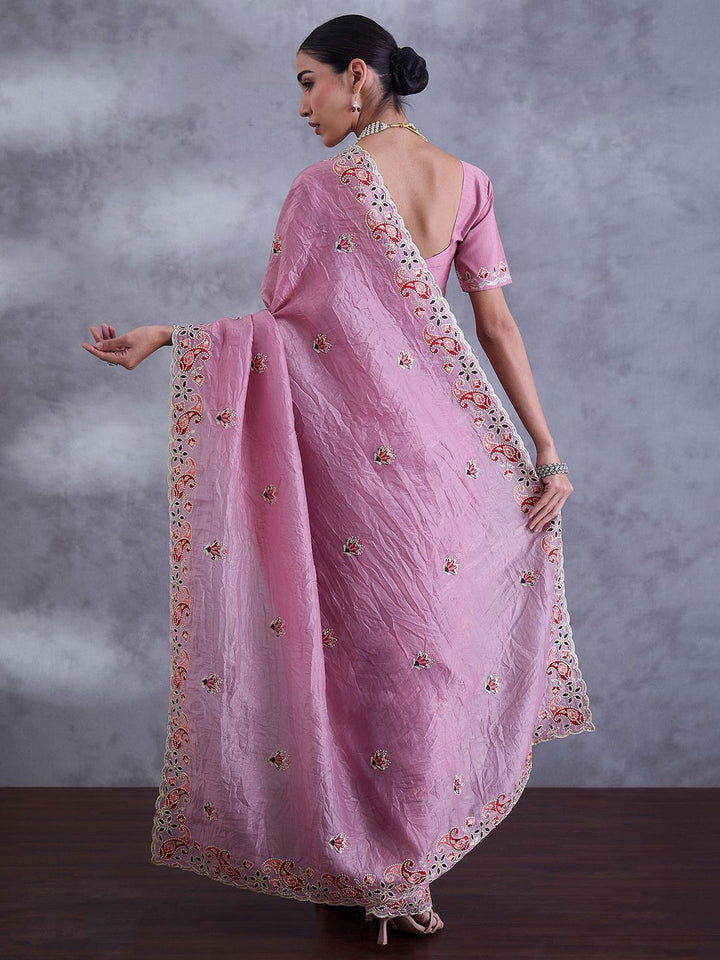 Saree mall Embellished Sequinned Tissue Heavy Work Sarees