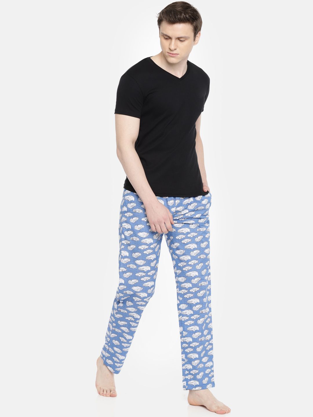 The Indian Garage Co Men Blue & White Printed Lounge Pants SP18-LNGE03-08