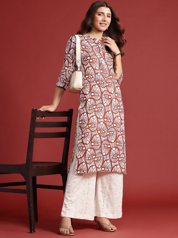 Anouk Ethnic Motifs Printed Mandarin Collar Straight Kurta