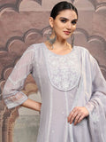 Vishudh Floral Embroidered Regular Kurta with Trouser & Dupatta