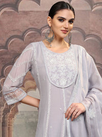 Vishudh Floral Embroidered Regular Kurta with Trouser & Dupatta