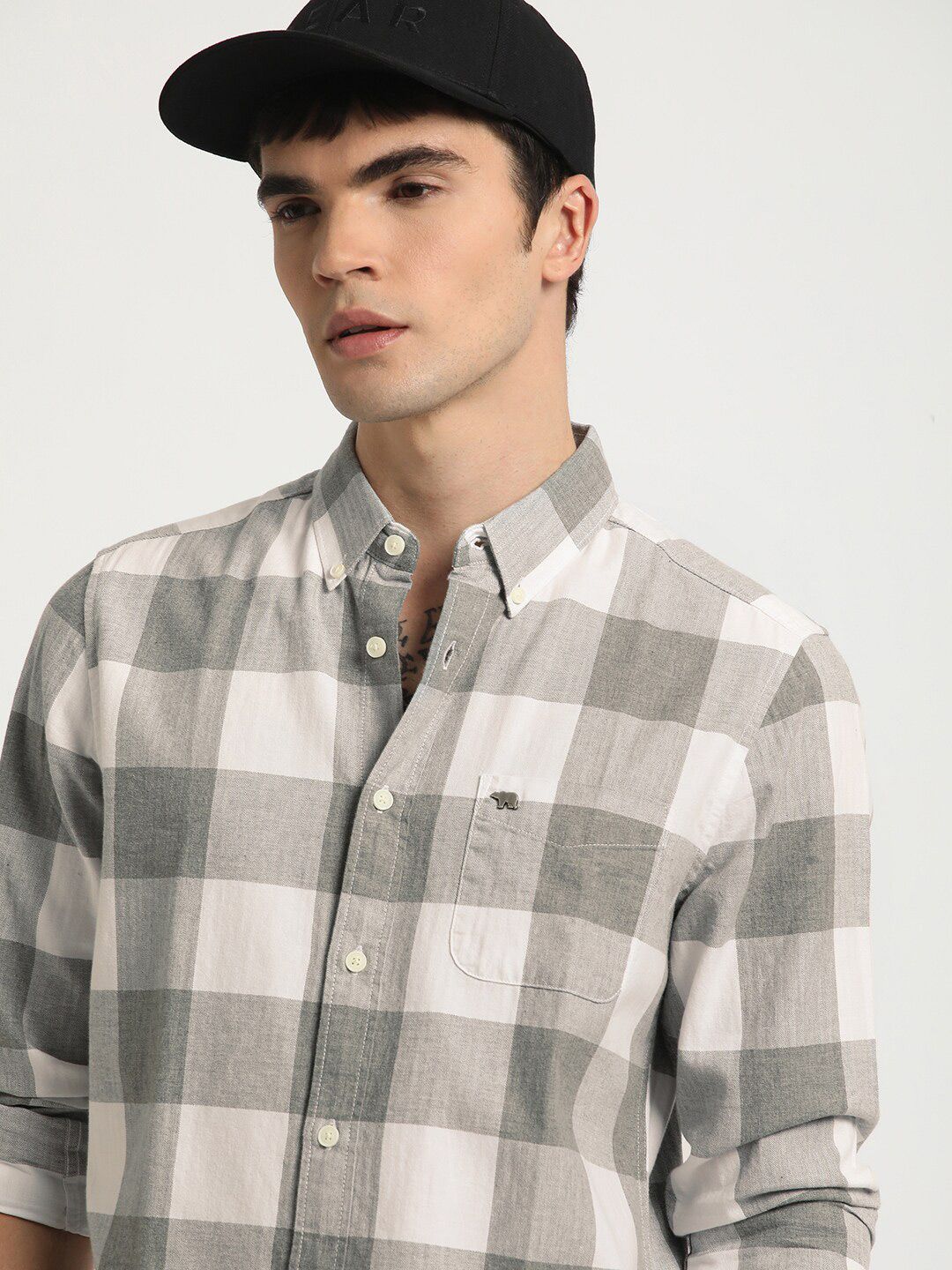 THE BEAR HOUSE Buffalo Checked Slim Fit Pure Cotton Shirt