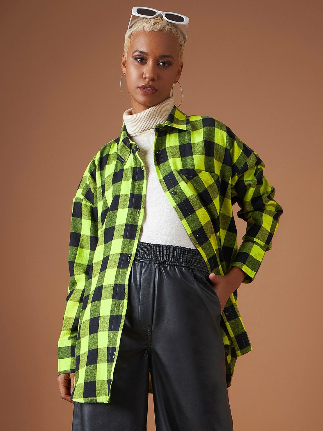 SASSAFRAS Buffalo Checked Oversized Casual Pure Cotton Shacket