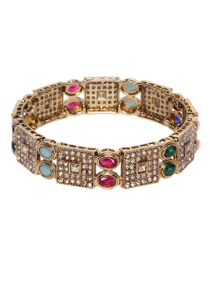 PANASH Set Of 2 Gold-Plated American Diamond-Studded Bangles