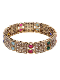 PANASH Set Of 2 Gold-Plated American Diamond-Studded Bangles