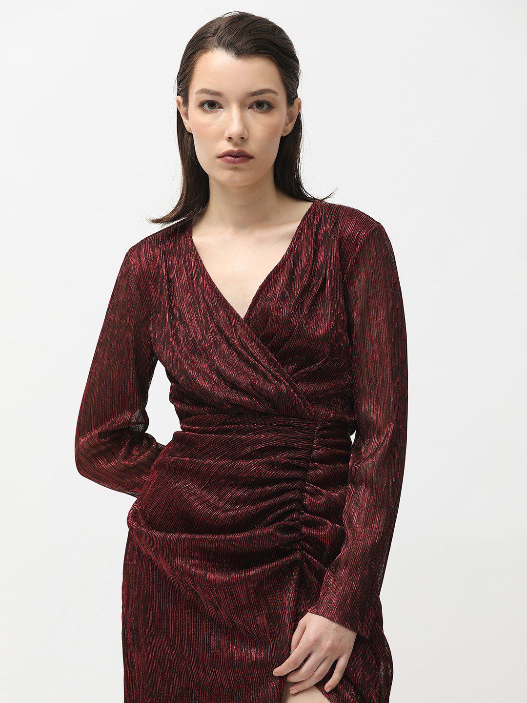 RAREISM Embellished V-Neck Midi Sheath Dress