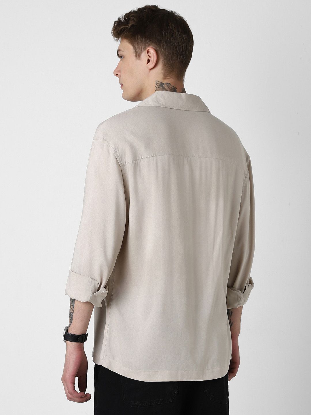 VASTRADO Men Classic Solid Cuban Collar Casual Shirt