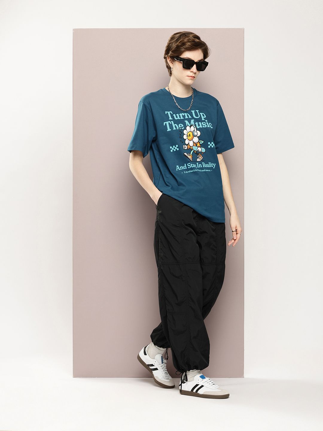 DILLINGER Graphic Printed Drop-Shoulder Sleeves Oversized Pure Cotton T-shirt