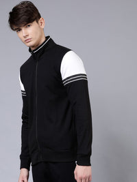 HIGHLANDER Men Black & White Colourblocked Sweatshirt