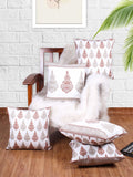 STITCHNEST White & Brown 2 Pieces Square Cushion Covers