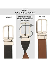 Teakwood Leathers Men Textured Leather Reversible Formal Belt