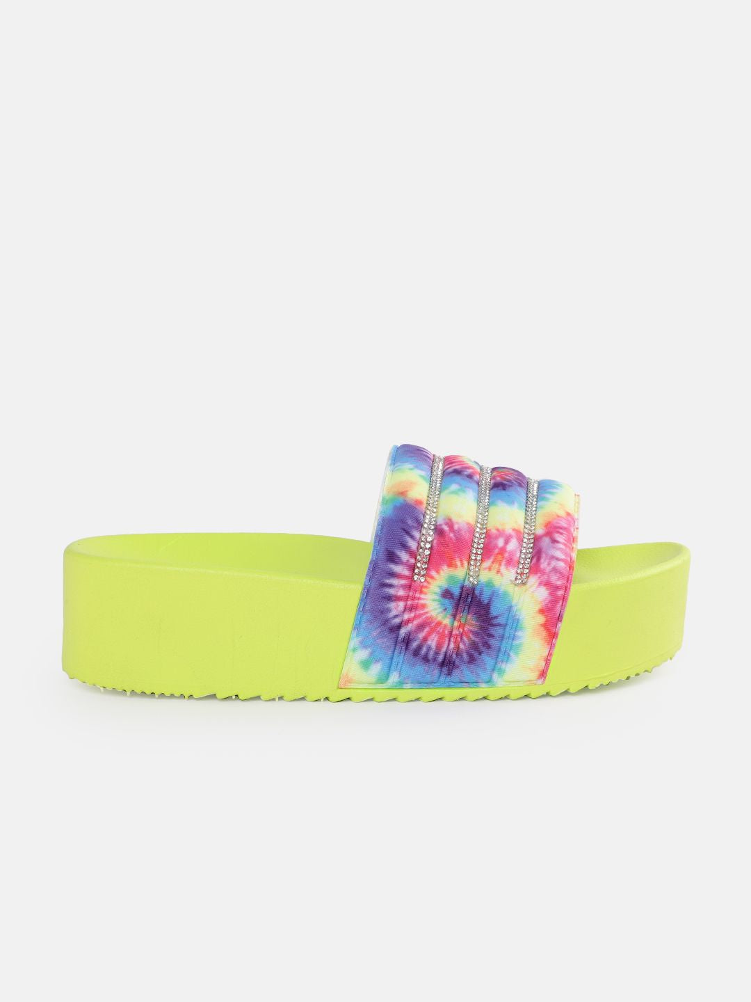 DressBerry Women Abstract Printed Stone Embellished Flatform