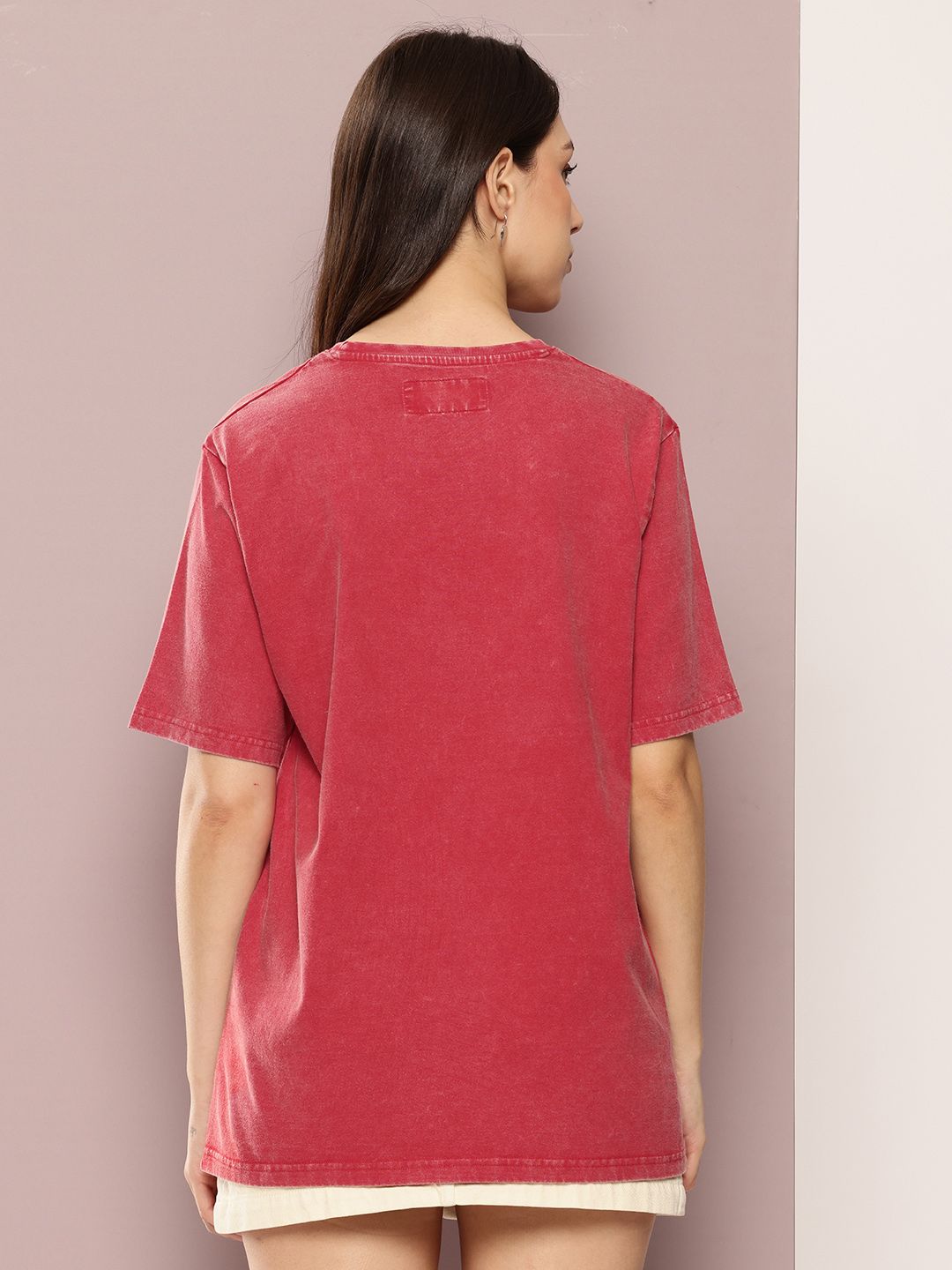 DILLINGER Women's Acid Washed Oversized Printed Tshirt