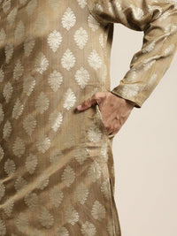 SOJANYA Ethnic Motifs Woven Design Angrakha Jacquard Silk Kurta With Churidar