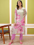 Vishudh V Neck Floral Printed Regular Kurta with Trousers & With Dupatta