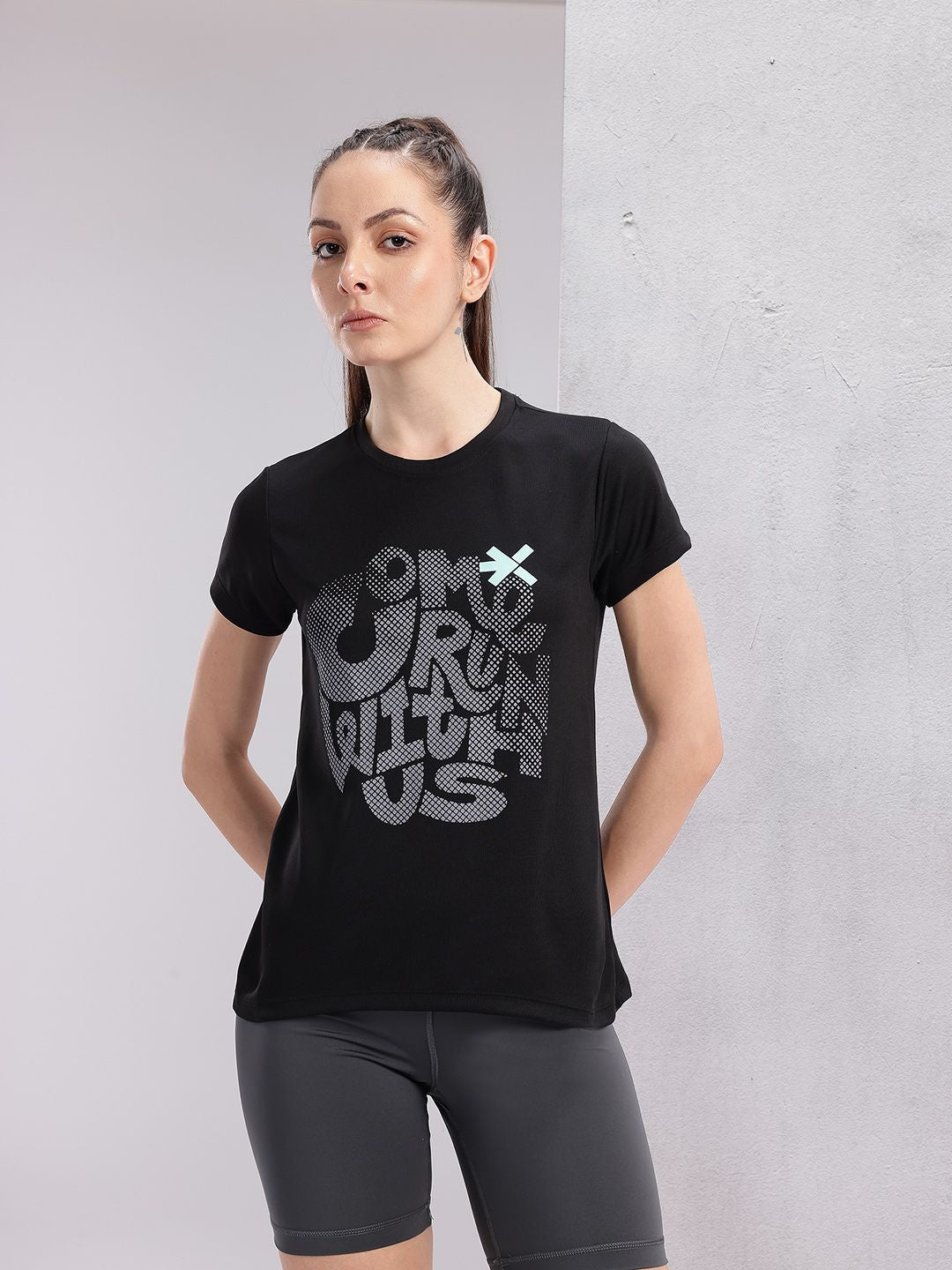 HRX by Hrithik Roshan Couple Collection Typography Printed Rapid-Dry Running T-shirt