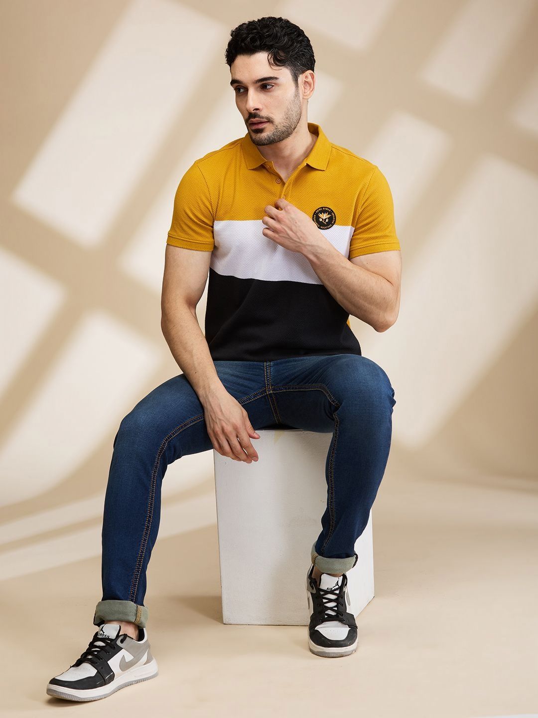 Being Human Men Polo Collar Applique T-shirt