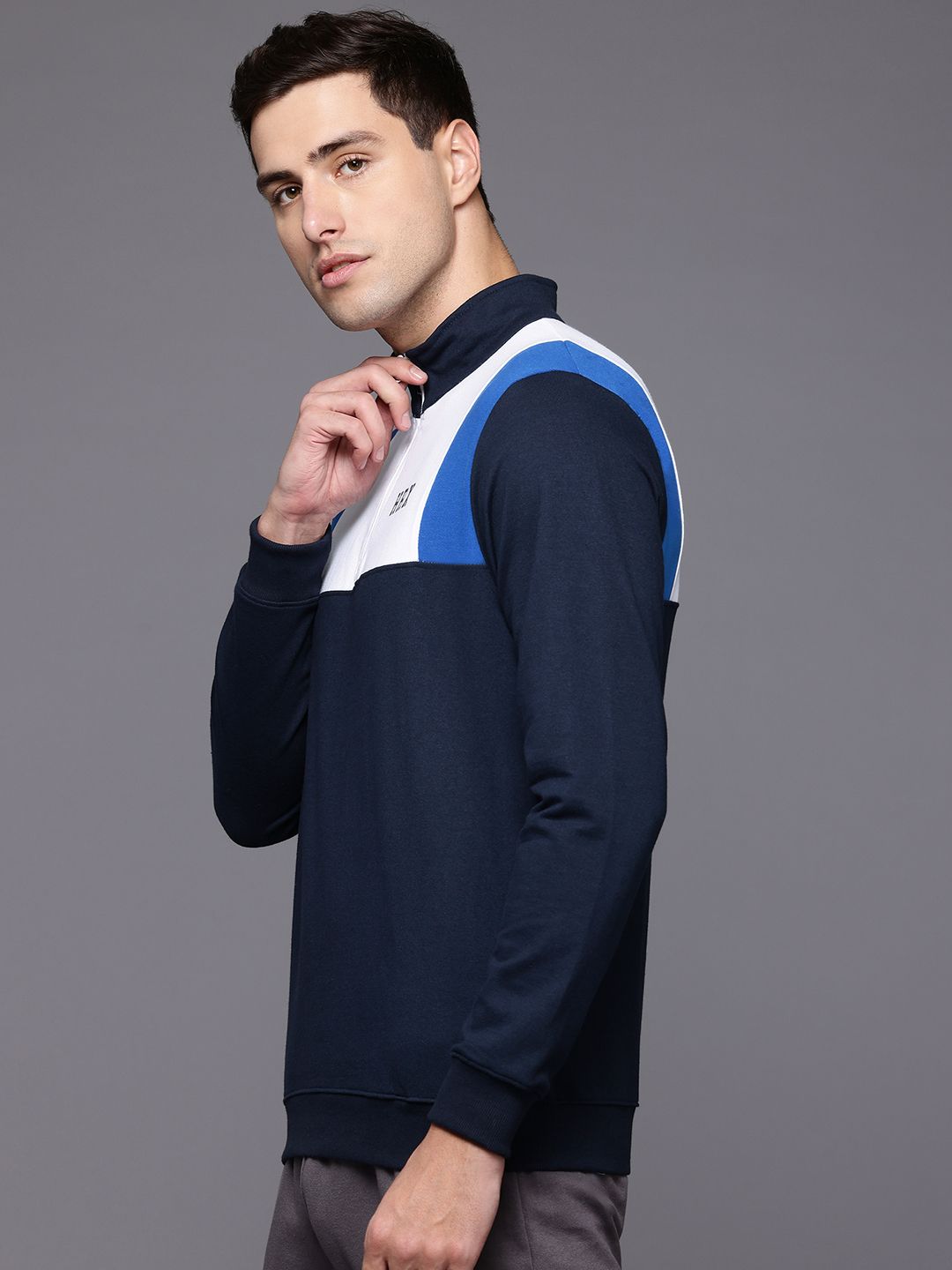 HRX by Hrithik Roshan Colourblocked Half Zipper Lifestyle Sweatshirt