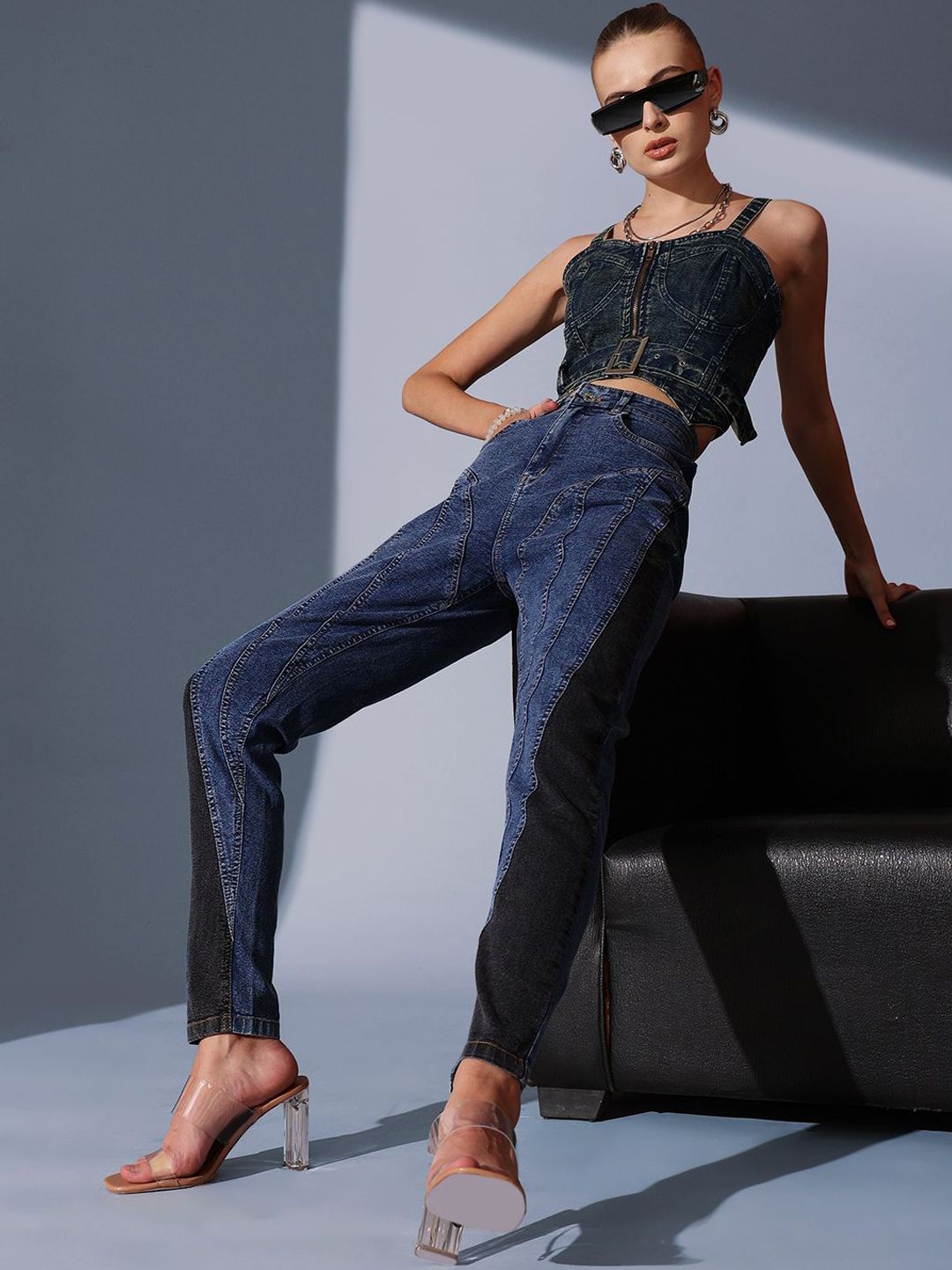 STREET 9 Women Comfort Tapered Fit High-Rise Light Fade Jeans