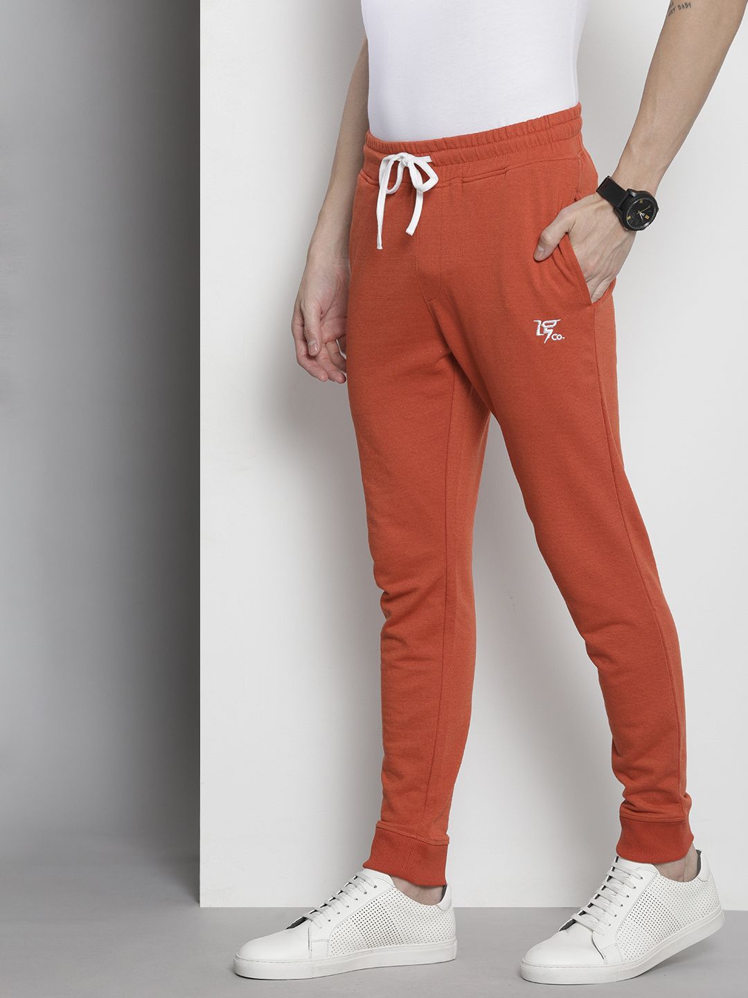 The Indian Garage Co Men Rust Orange Solid Joggers