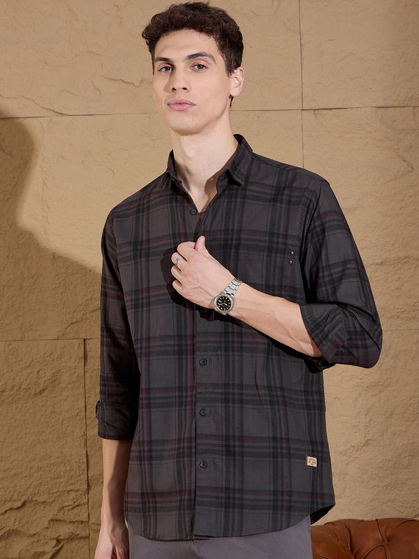 DENNISON Smart Opaque Tartan Checked Casual Shirt