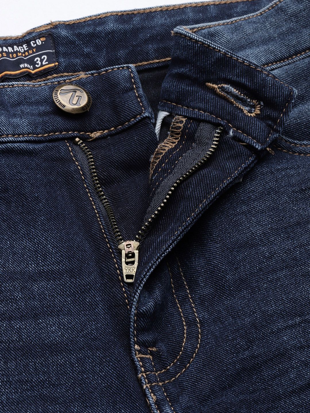 The Indian Garage Co Men Navy Blue Slim Fit Light Fade Stretchable Jeans